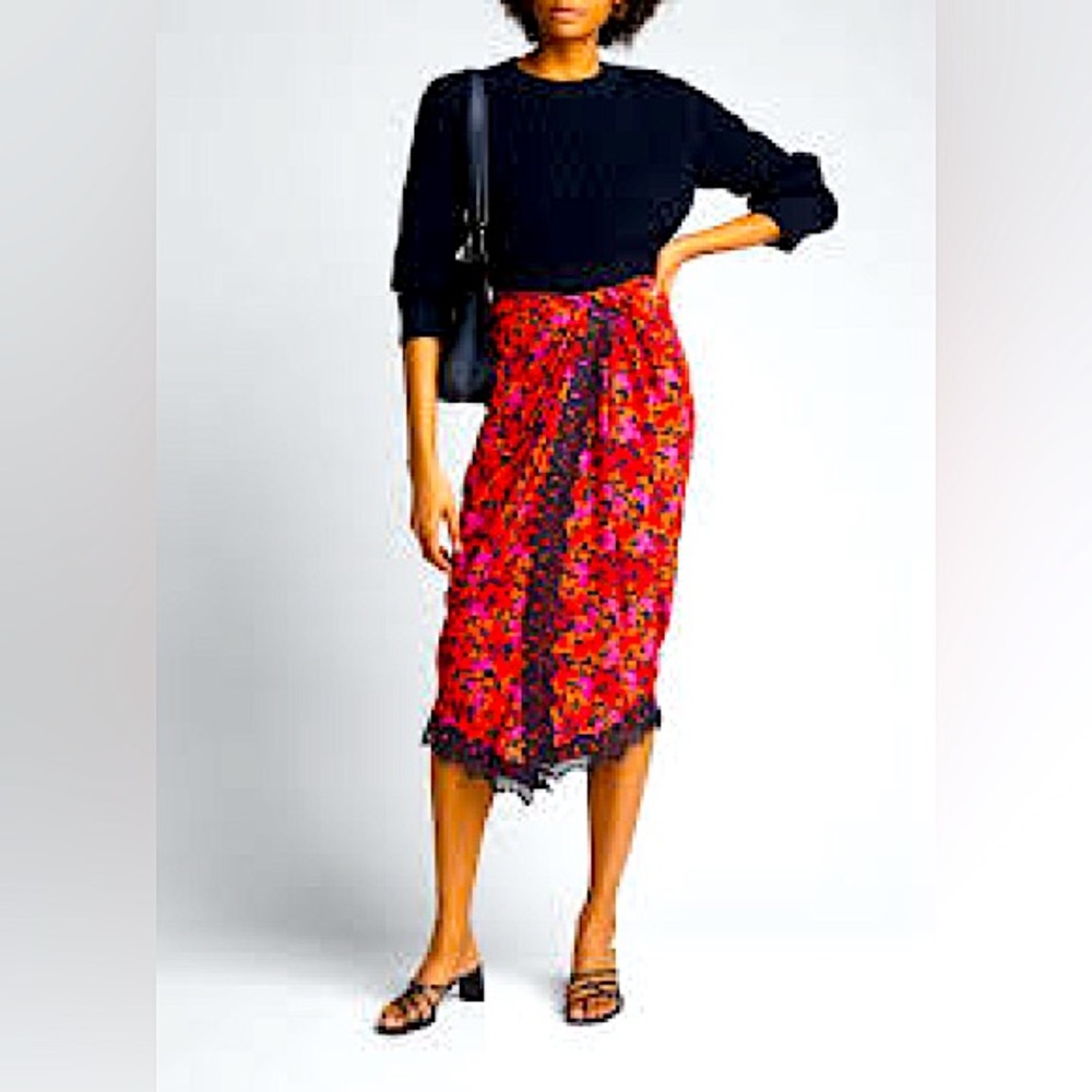 DEREK LAM 10 Crosby “Liona” Faux Lace Trimmed Wrap Skirt-Size 4 -RARE FIND!!